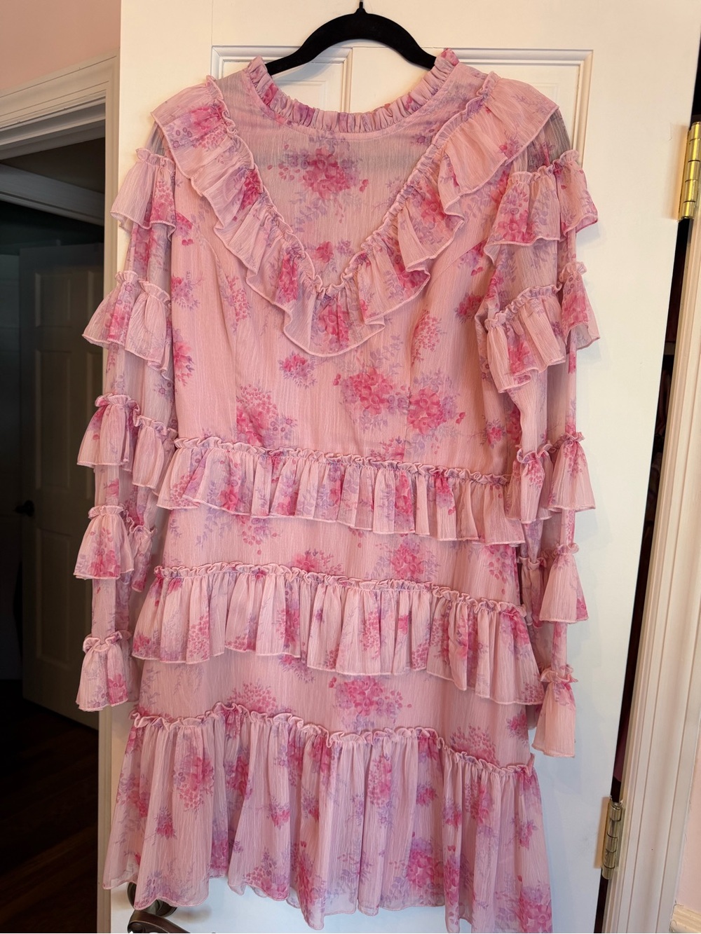 Ivy City Co Womens Dress Size 12 Pink Garden State Floral Ruffles Midi